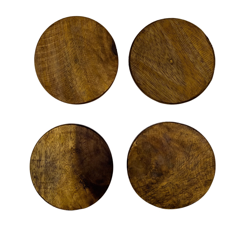 Set 4 posavasos madera oscura 10cm