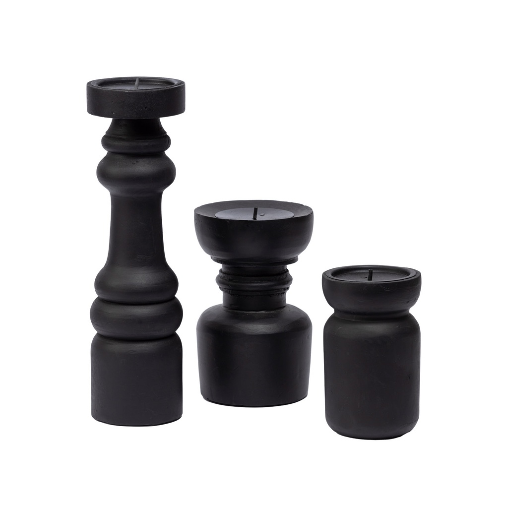 Porta velas madera oscuro 15cm