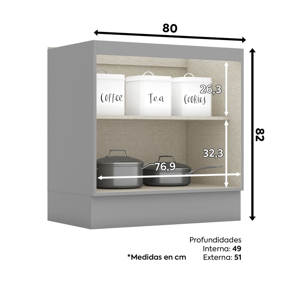 Base cocina Americana gris 80cm