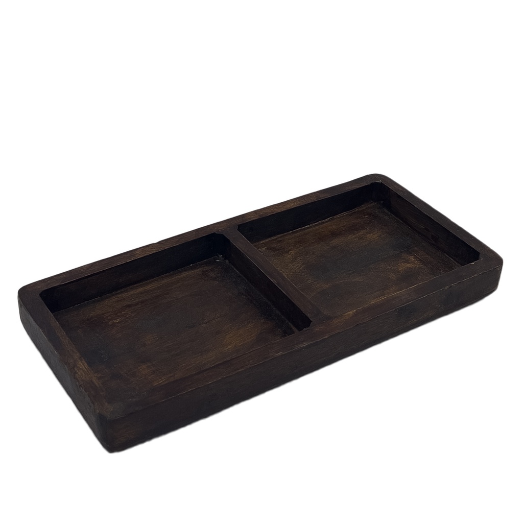 Plato doble madera oscuro 30x15x3,5cm  