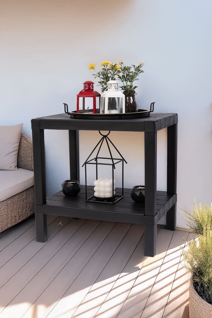 Estante plástico negro 2 niveles 39x23x39cm