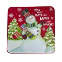 Caja lata navidad cuadrada mono nieve 20cm