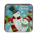 Caja lata navidad cuadrada mono nieve 13,8cm