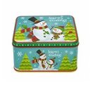 Caja lata navidad cuadrada mono nieve 13,8cm