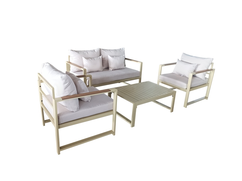 Juego living terraza Mykonos 2-1-1 beige