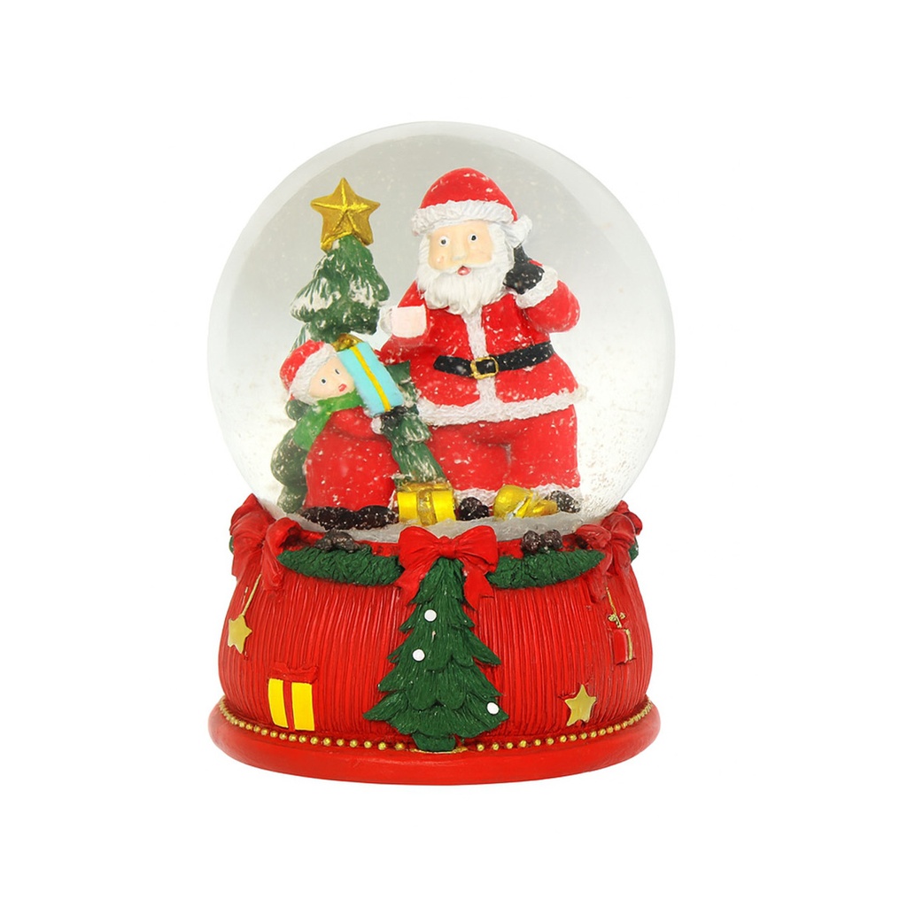 Bola de cristal navideña 10cm c/luz