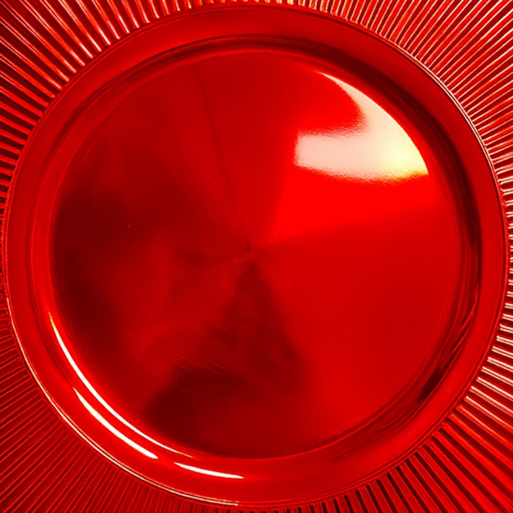 Plato melamina 33cm rojo acanalado