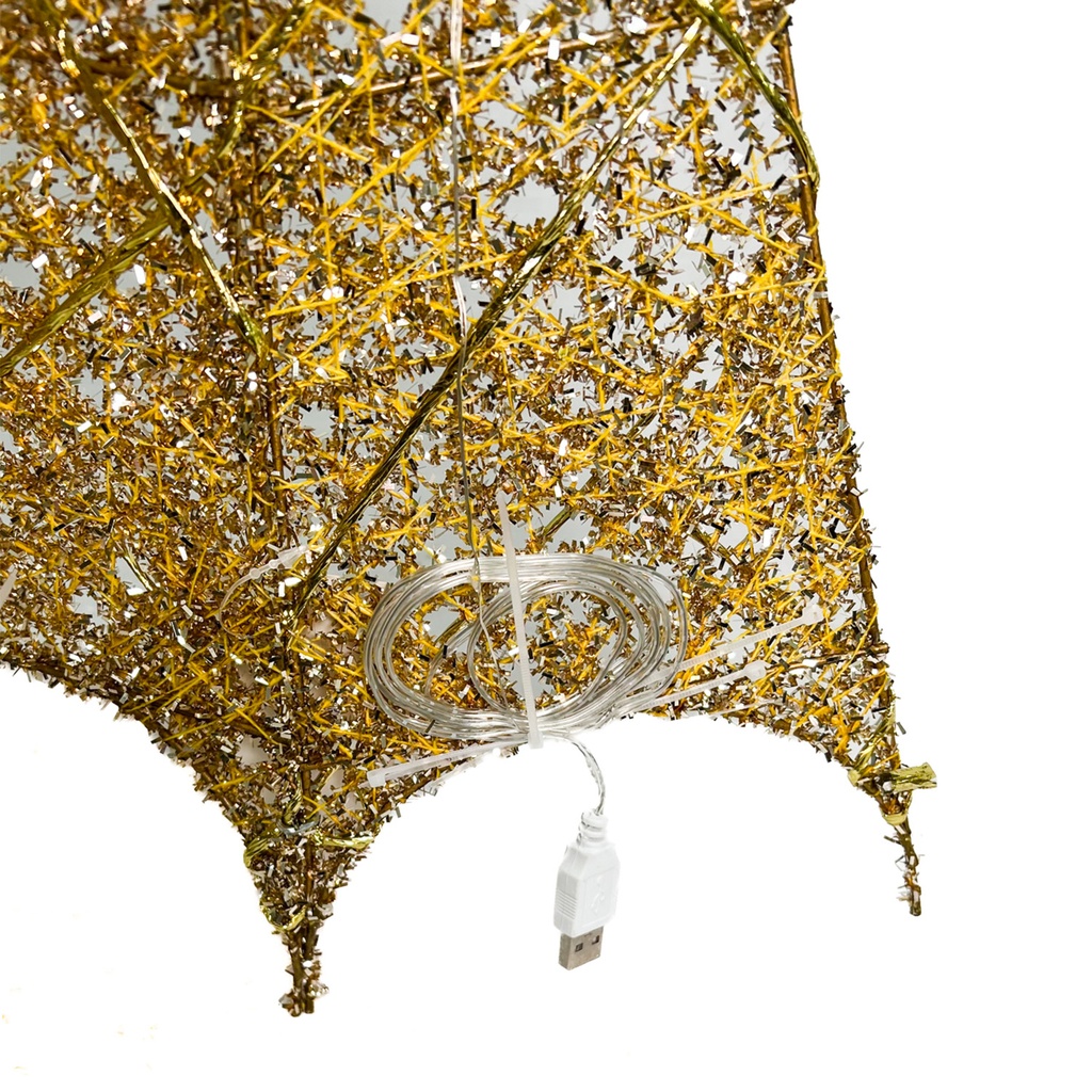 Figura navideña 90cm 30 luces LED árbol cuadrado champán