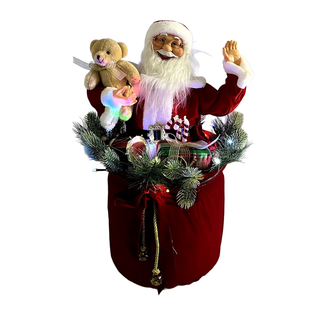 Viejo pascuero con luz y música 60x25cm