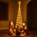 Figura navideña 210cm 100 luces LED árbol triangular dorado