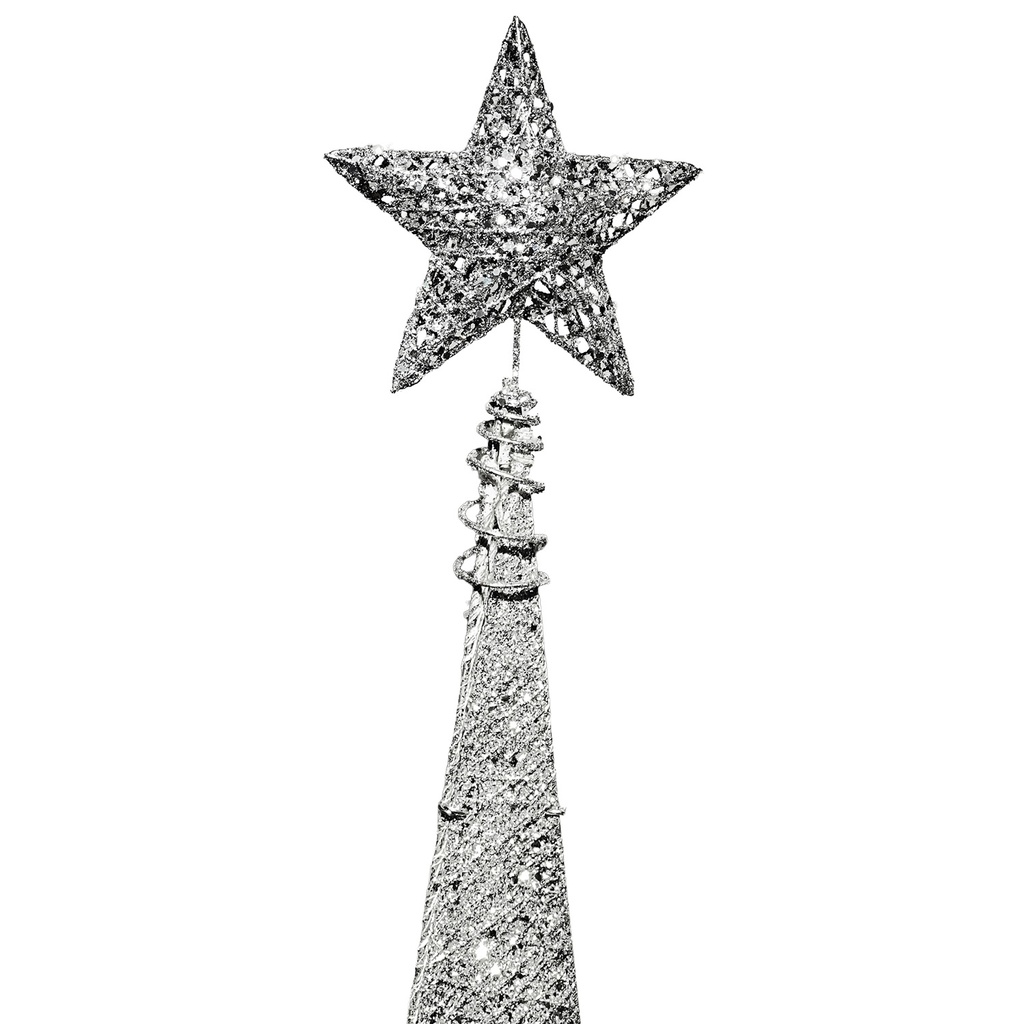 Figura navideña 210cm 100 luces LED árbol triangular plateado