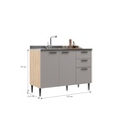 Base cocina Amalia 2 puertas 3 cajones 120cm