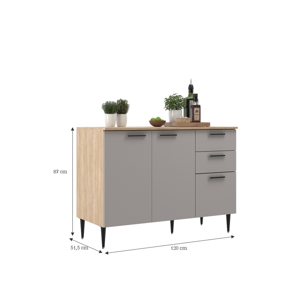 Base cocina Amalia 2 puertas 3 cajones 120cm