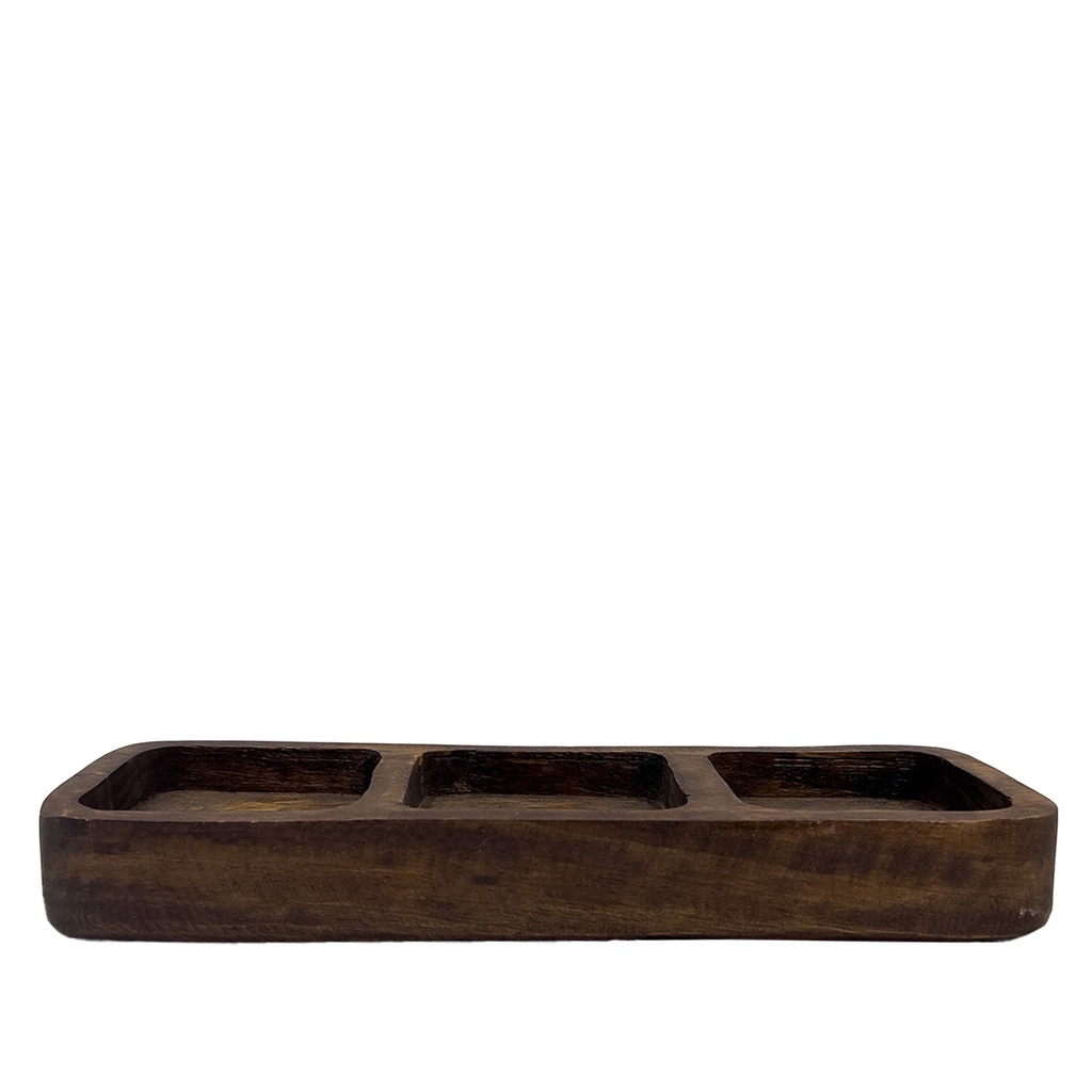 Plato triple madera oscuro 29,5x10x3,5cm  