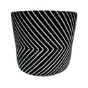 Macetero cerámica 12cm cemento líneas negro