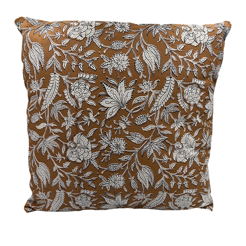 Cojín 45x45cm print flor ocre