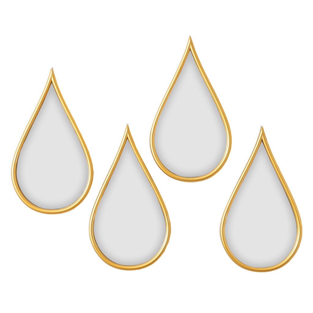 Espejos gotas dorado set de 4
