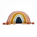 Cojín 30x50cm pompones azul arcoiris