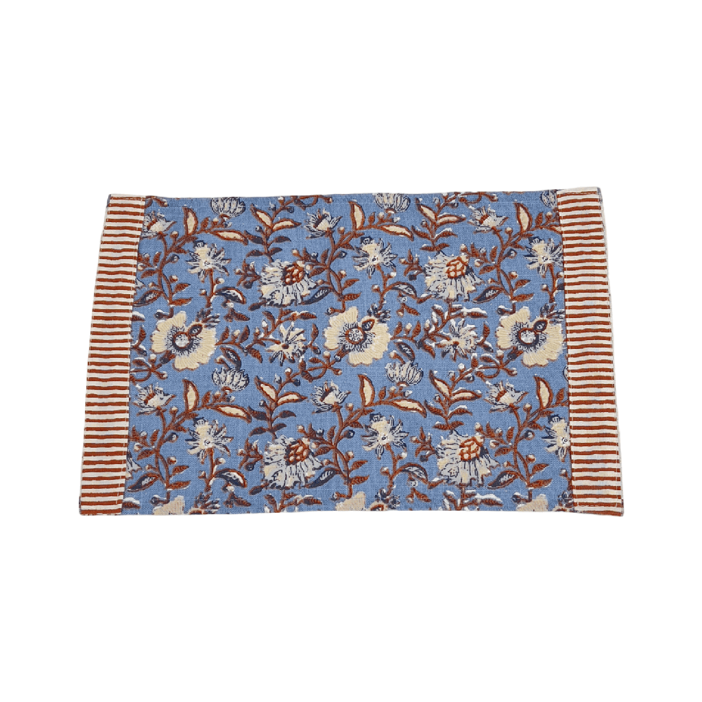 Individual 33x45cm flower print azul