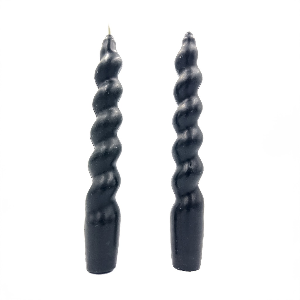 Vela larga ranurada 18cm negro set 2 