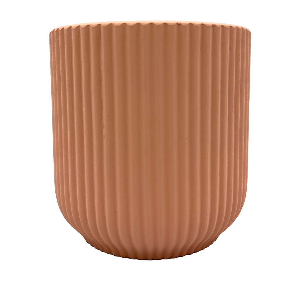 Macetero cerámica 14cm ranurado rosa pálido