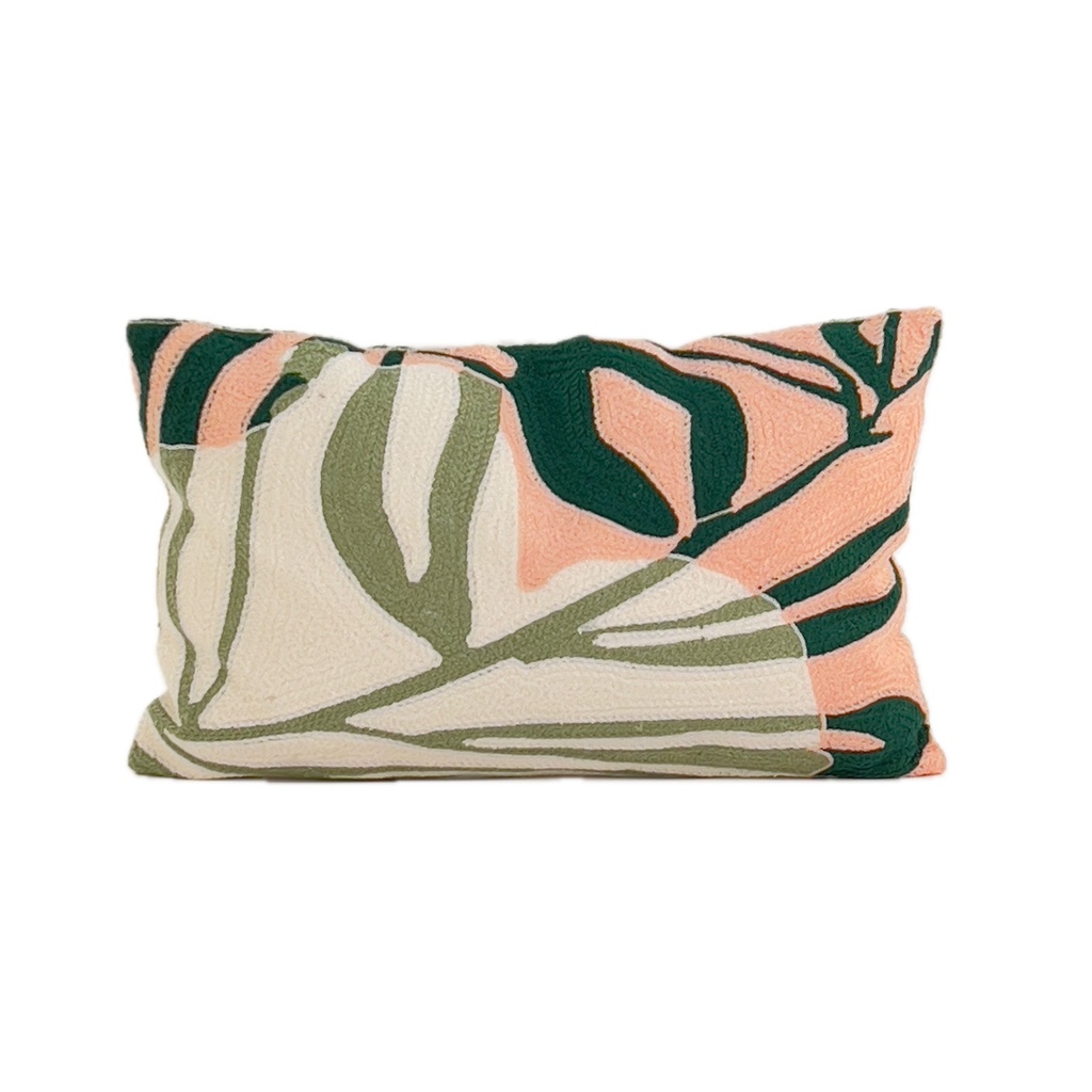 Cojín 30x50cm bordado hojas