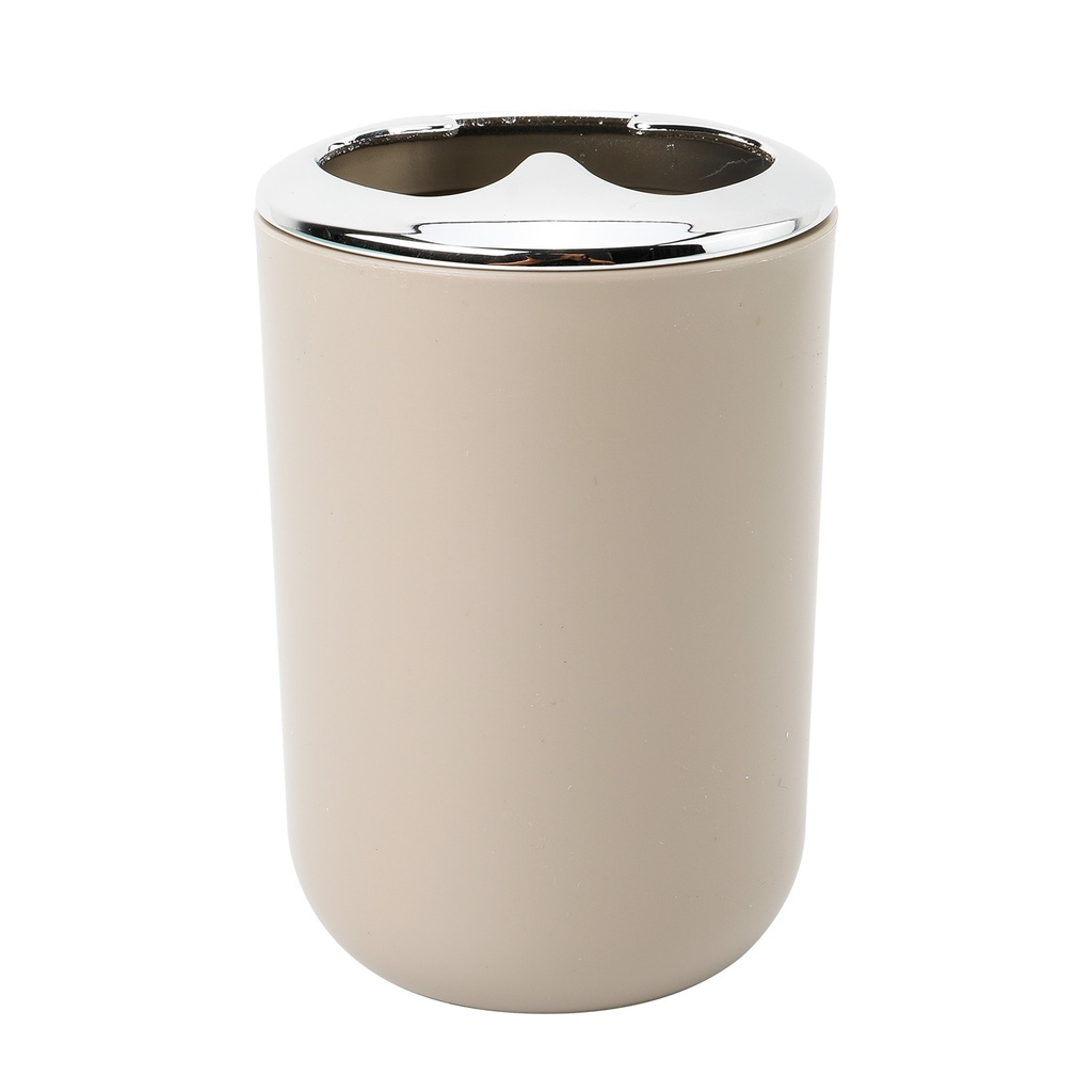 Porta cepillo dientes plástico plateado beige