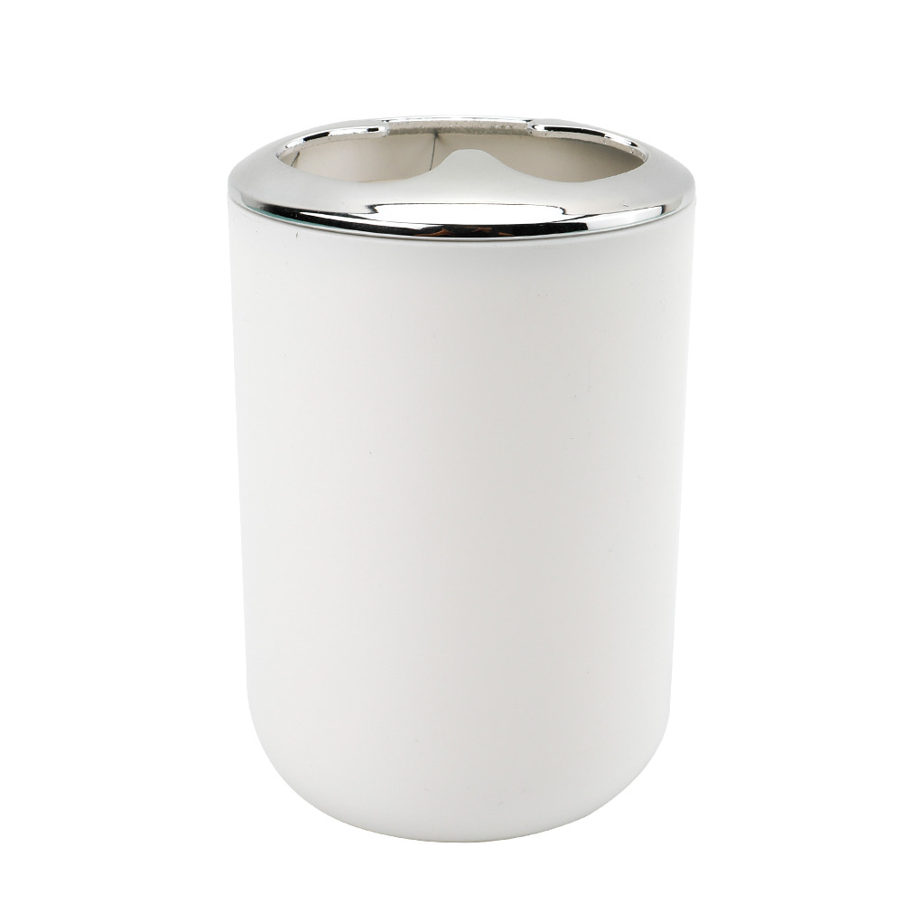 Porta cepillo dientes plástico plateado blanco