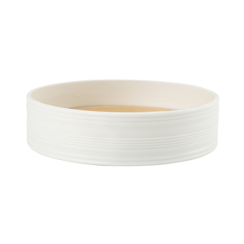 Jabonera plástico estriado blanco bambú