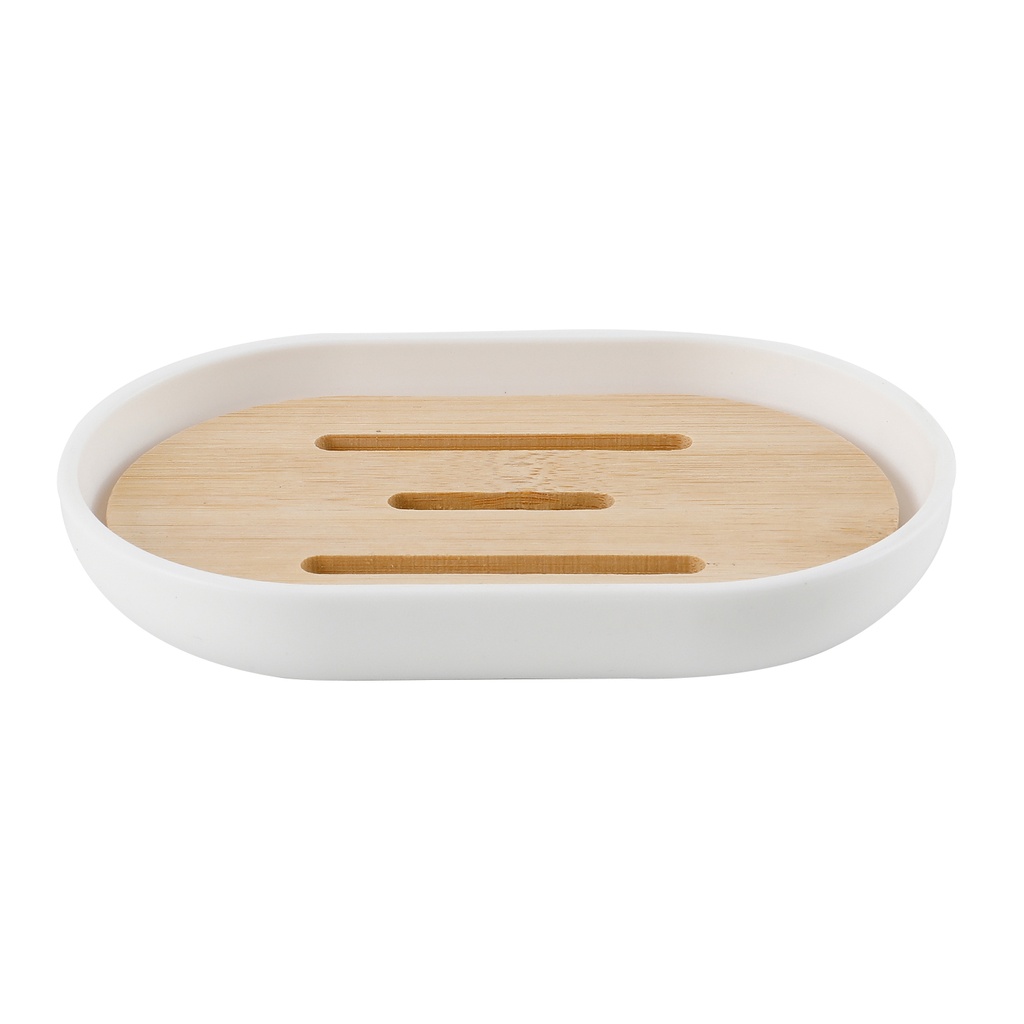 Jabonera plástico blanco bambú