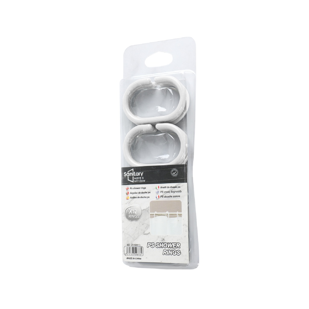 Ganchos cortina baño plásticos blanco - Set de 12