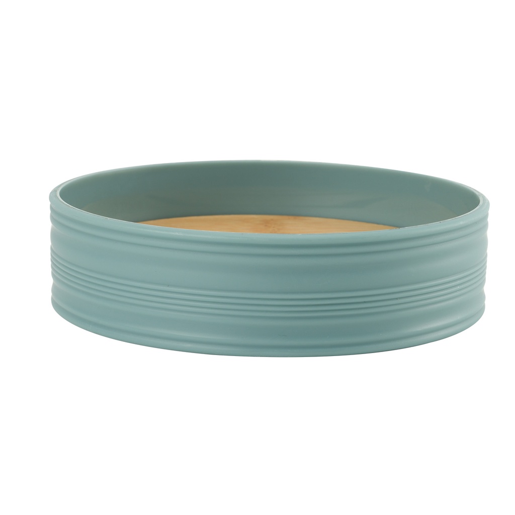 Jabonera plástico estriado celeste bambú