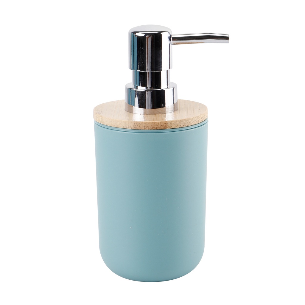 Dispensador jabón plástico celeste bambú