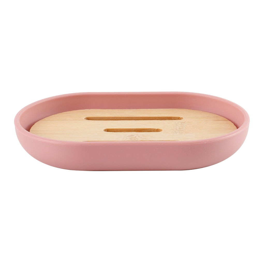 Jabonera plástico rosado bambú