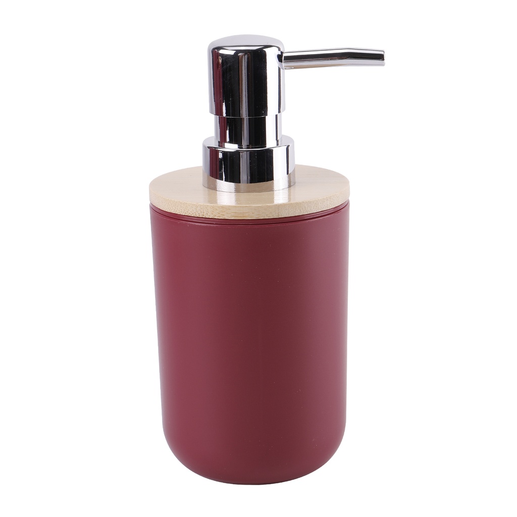 Dispensador jabón plástico burdeo bambú