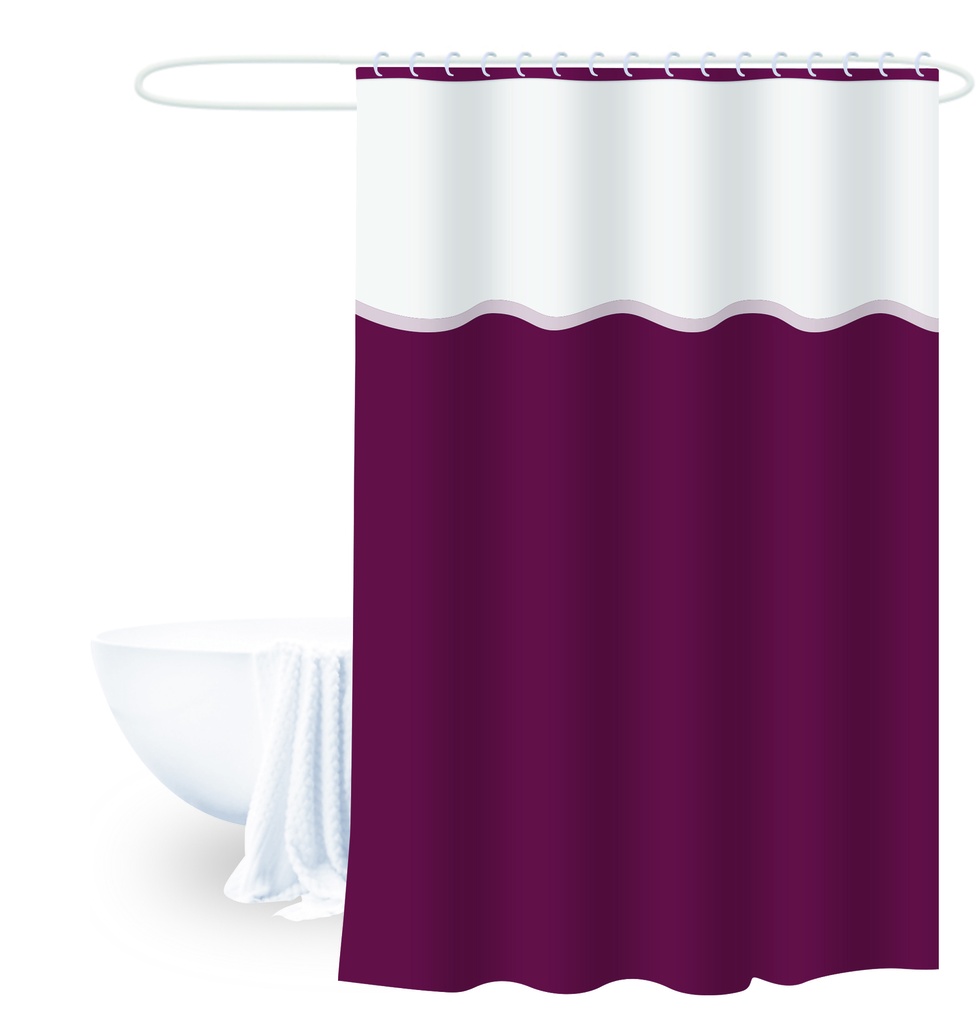 Cortina baño PEVA burdeo 180x180cm