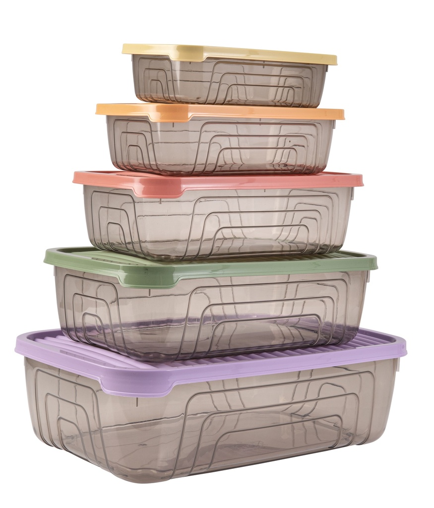 Set 5 Contenedores plásticos multicolor XS-S-M-L-XL