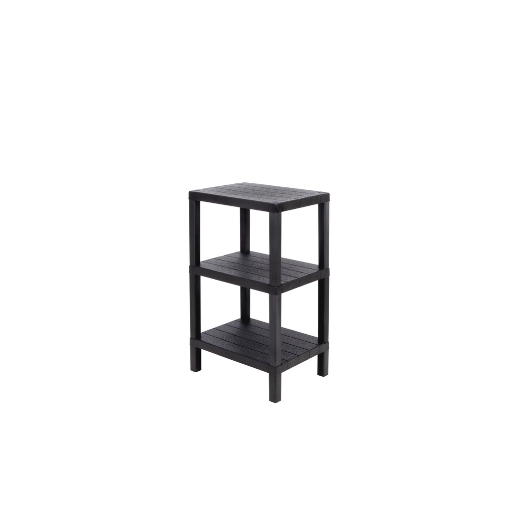 Estante plástico negro 3 niveles 39x23x65,7cm