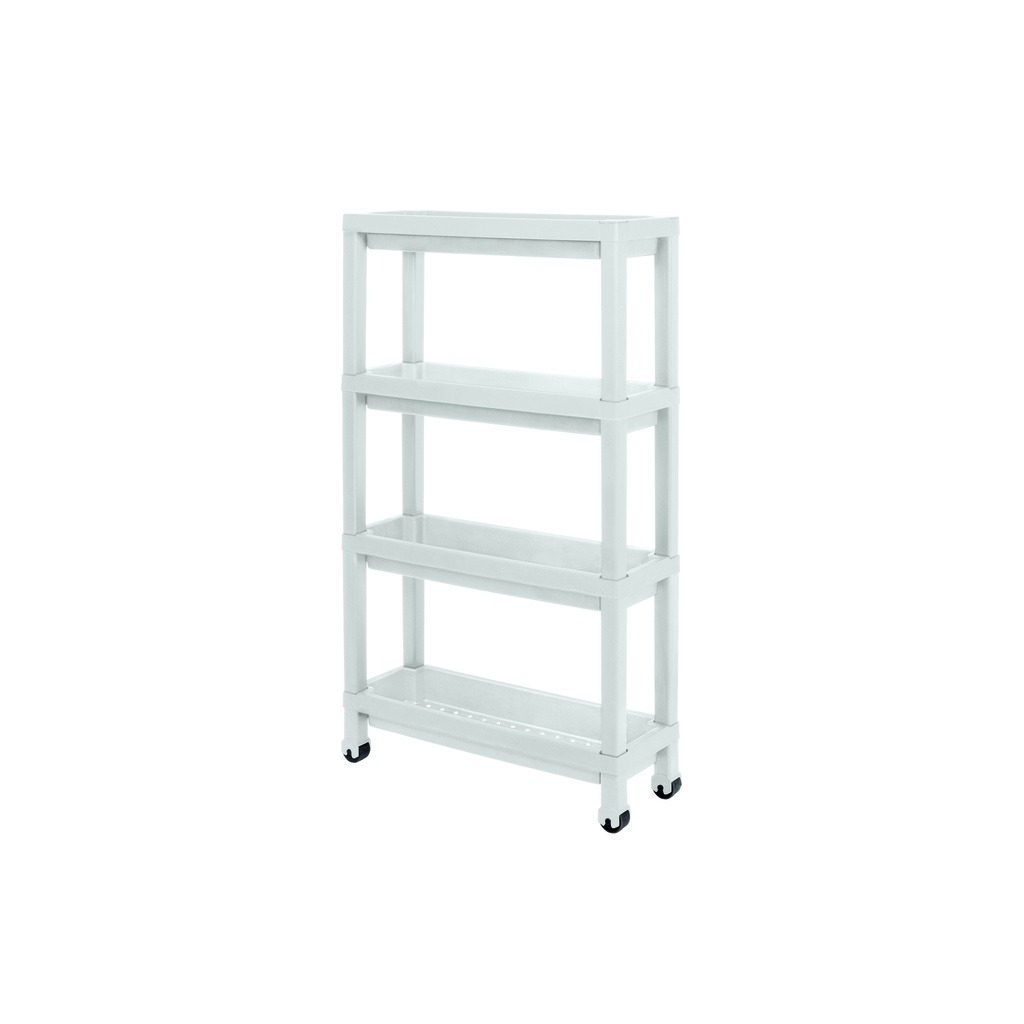 Carro plástico blanco 4 niveles 37x24,5x92,3cm