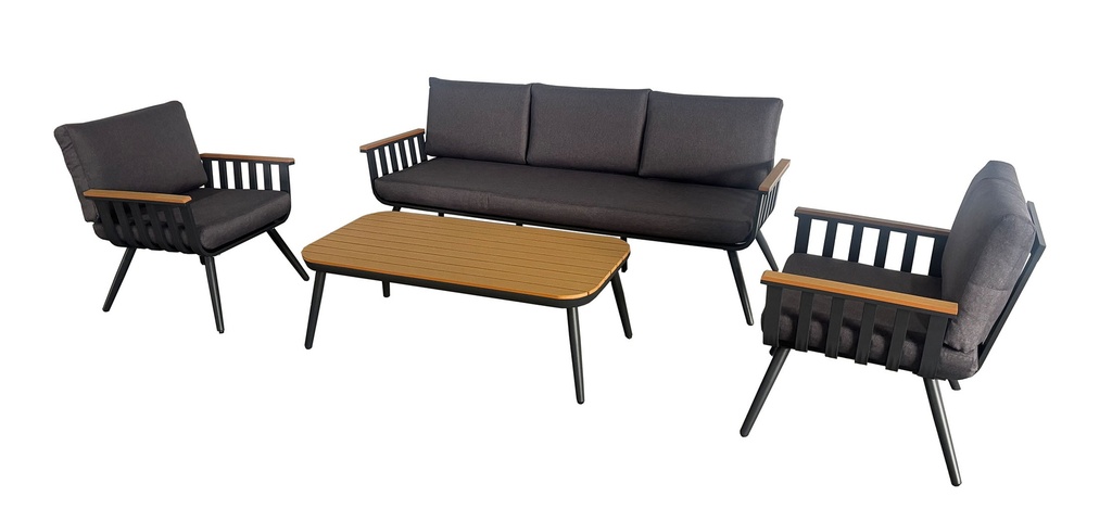 Juego living terraza Lorenzo 3-1-1 gris