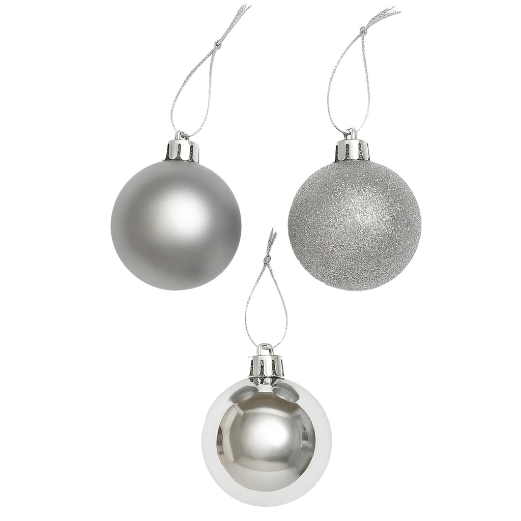 Bola navidad 7cm 20pcs plateado