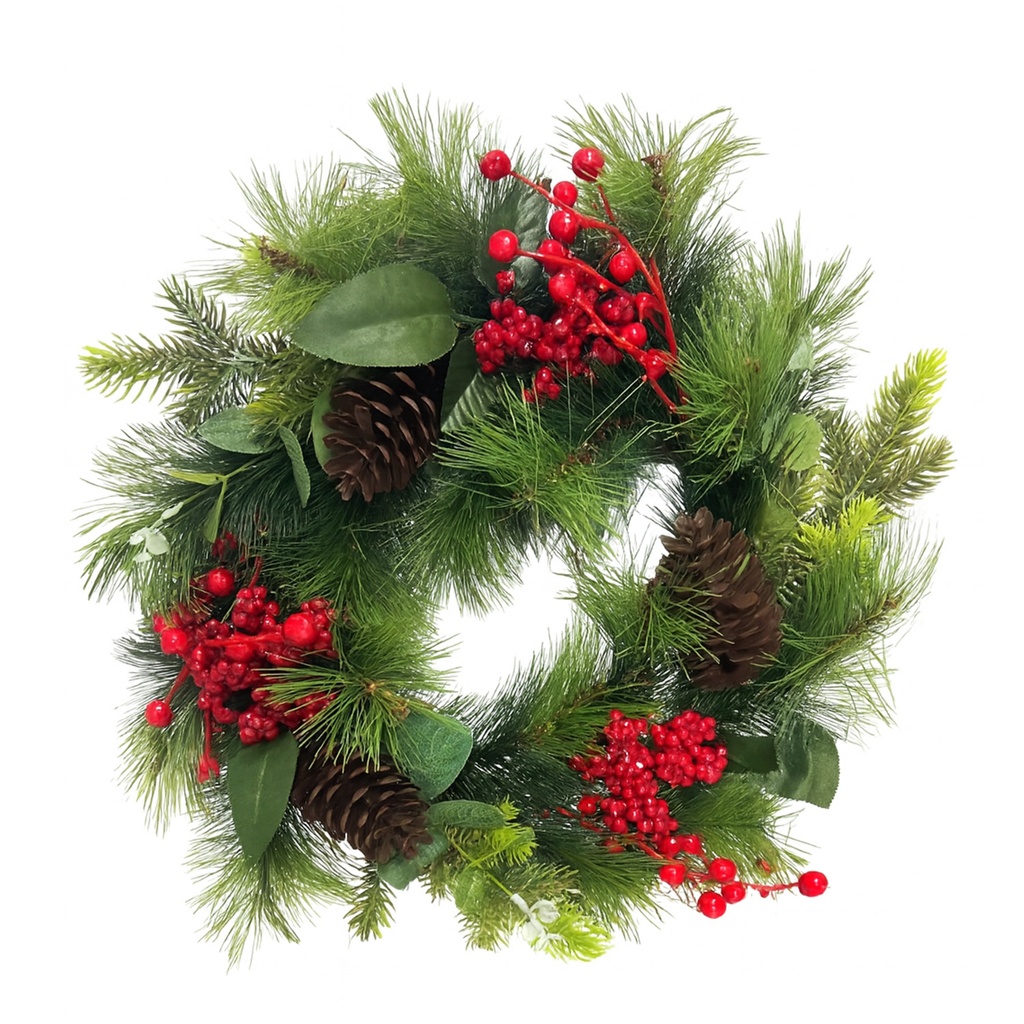 Corona navidad 40cm roja