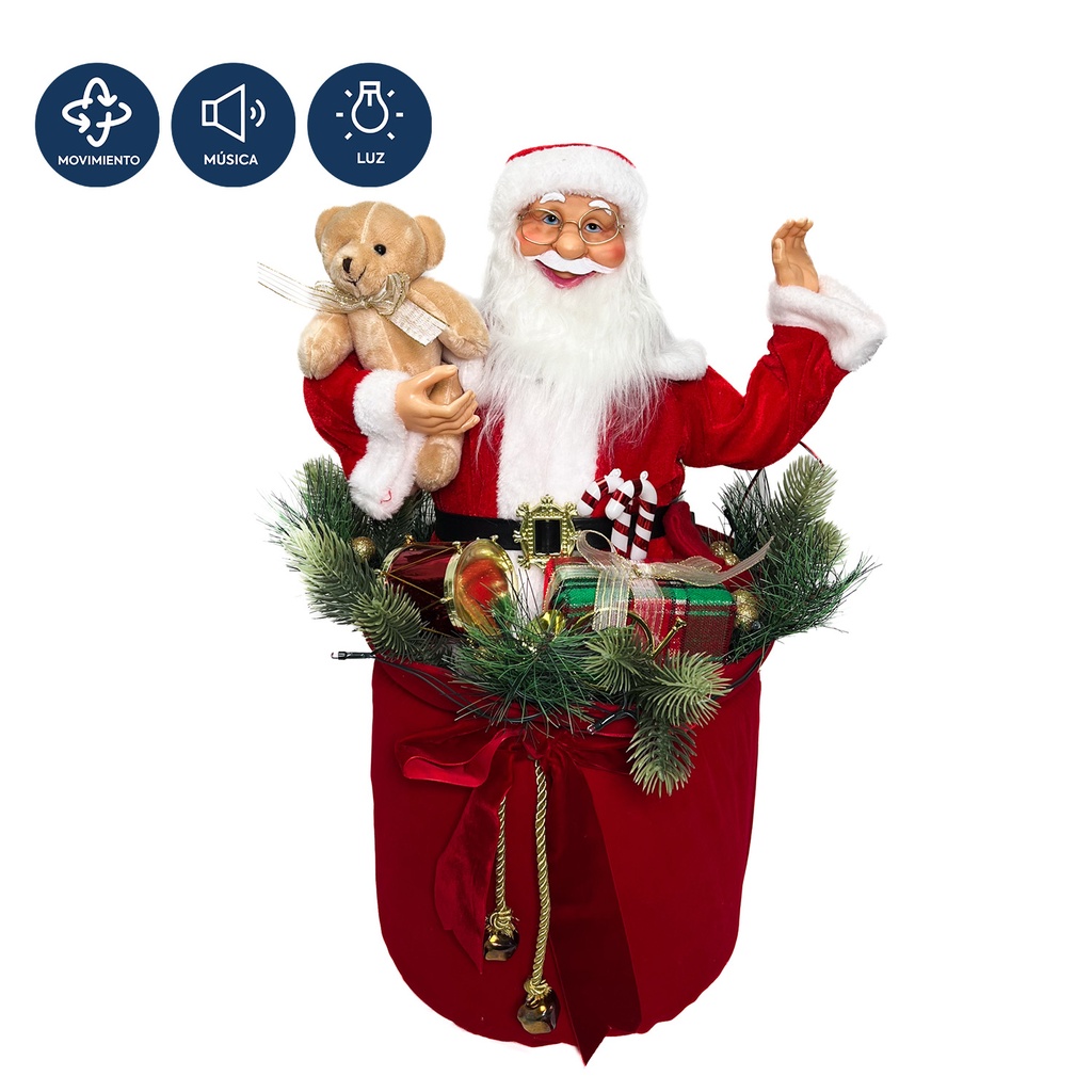 Viejo pascuero con luz y música 60x25cm