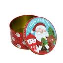 Caja lata navidad redonda pascuero celeste 20cm