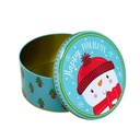 Caja lata navidad redonda pascuero celeste 17cm