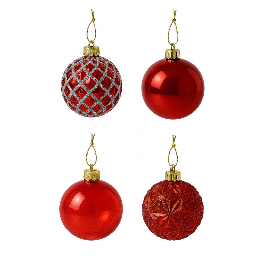 Bola navidad 8cm 12pcs rojo