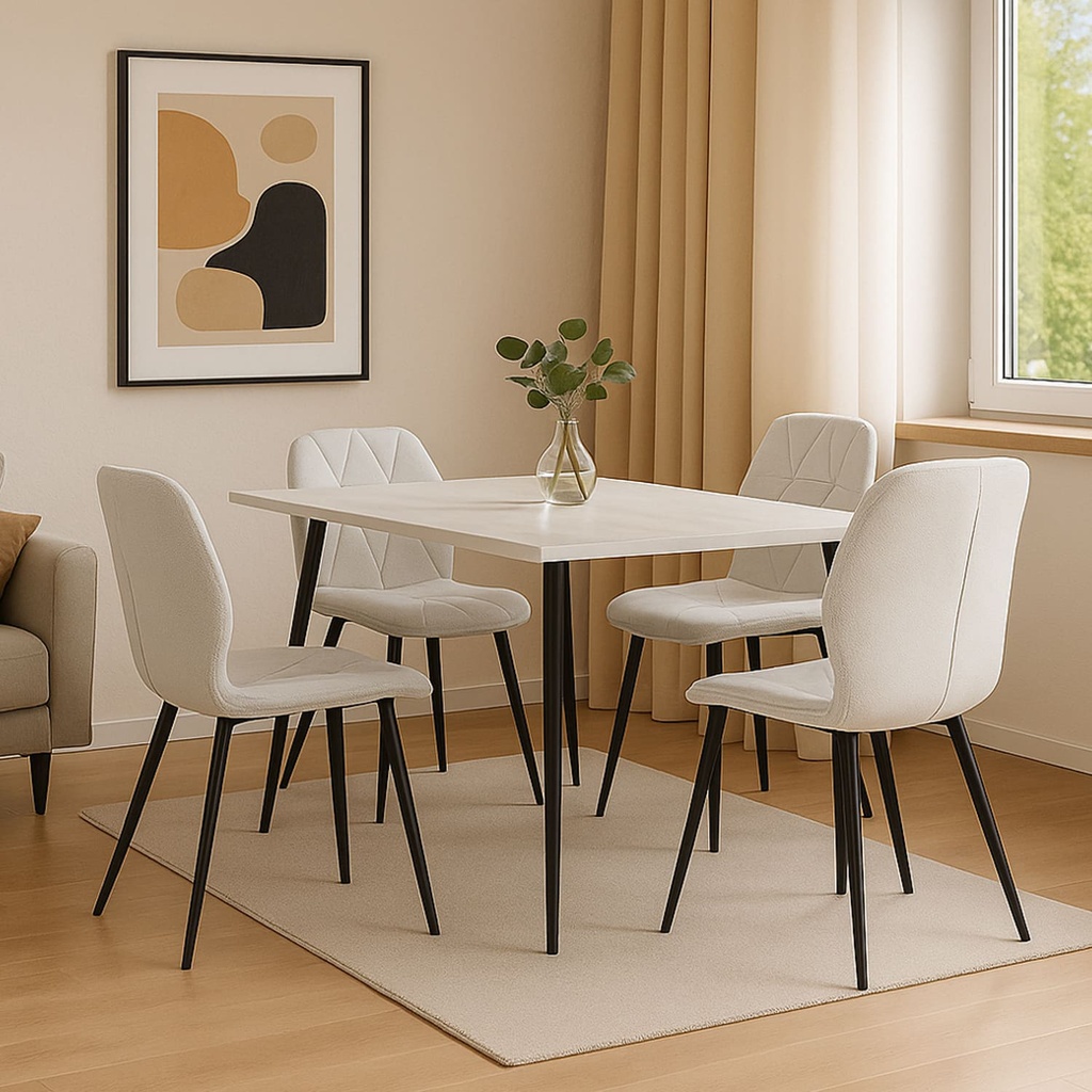 Juego comedor Khissa B  4 sillas Aziza gris claro