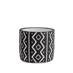 [230006000] Macetero cerámica 11cm cemento étnico BN