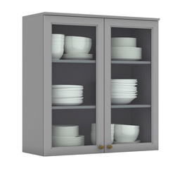 [230019126] Aéreo cocina Americana gris 2 puertas vidrio  80cm