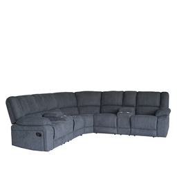 [230021972] Sofá seccional reclinable Kansas gris oscuro